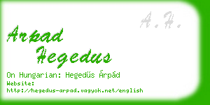 arpad hegedus business card