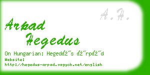 arpad hegedus business card